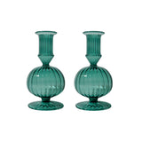 Callie Teal Glass Candle Holder, Set of 2