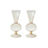 Lana Champagne Glass Vase with Gold Trim, Set of 2
