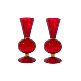 Lana Red Glass Vase with Gold Trim, Set of 2