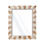 Scalloped Bone Inlay Round Frame, Brown and White, 5x7