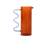 Amber & Blue Squiggle Glass Pitcher