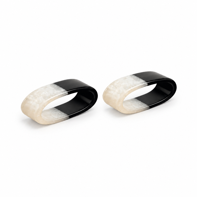 Black and White Pearl Napkin Rings, Set