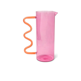 Pink & Orange Squiggle Glass Pitcher