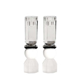 White & Black Tall Modern Cut Crystal Candlestick Holder