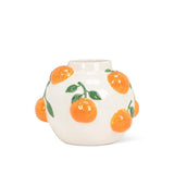 Small Round Ceramic Vase with Oranges
