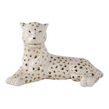 White and Gold Leopard Figurine, Lying