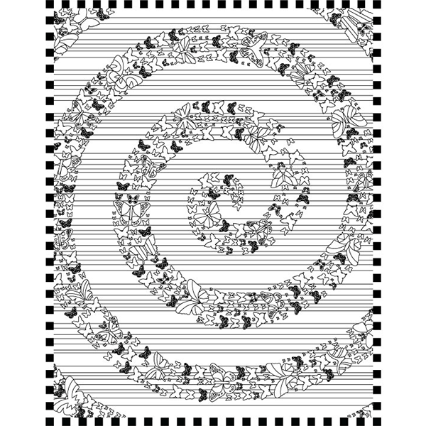 Adult coloring book spiral mandala black and white