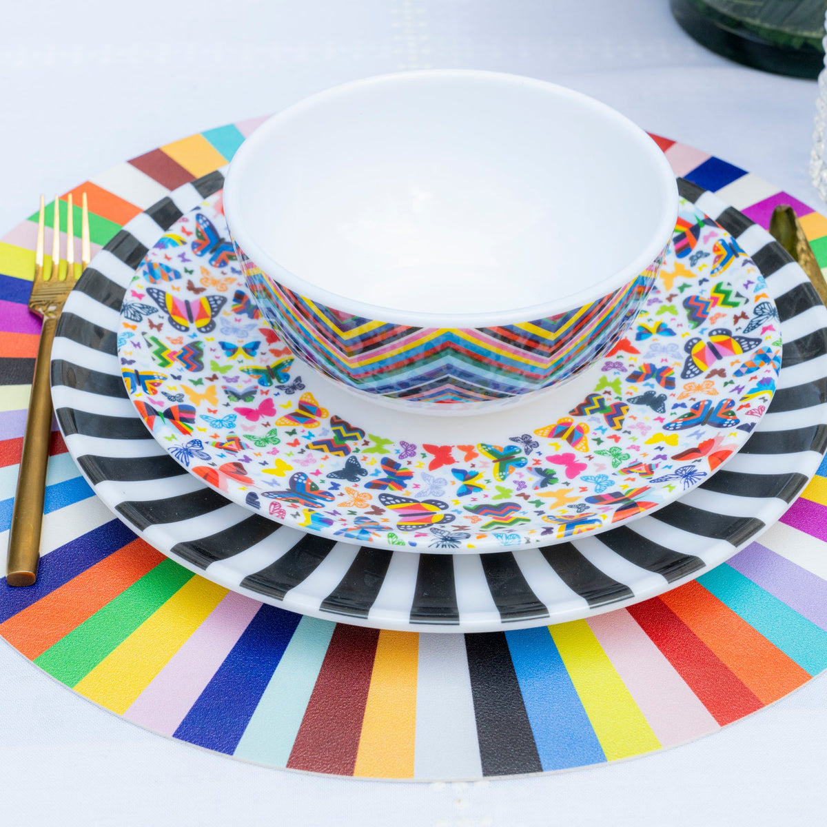 Elizabeth Sutton melamine dinnerware place setting