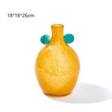 Vintage Artistic Double Handle Gradient Glass Vase: Orange