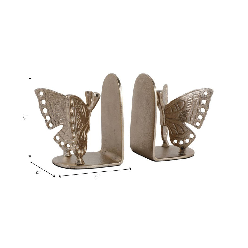 Gold Butterfly Bookends, Set of 2