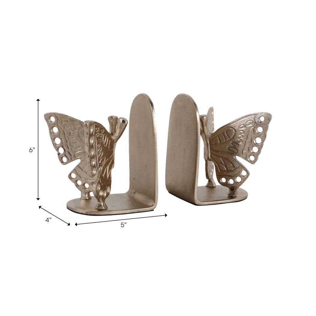 Gold Butterfly Bookends, Set of 2
