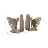 Bookends Set of 2 - Gold Metal Decorative Butterfly, 6 in.