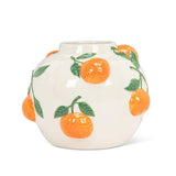 Large Round Vase with Oranges-7"H