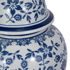 White and Blue Chinoiserie Lidded Jar, Medium
