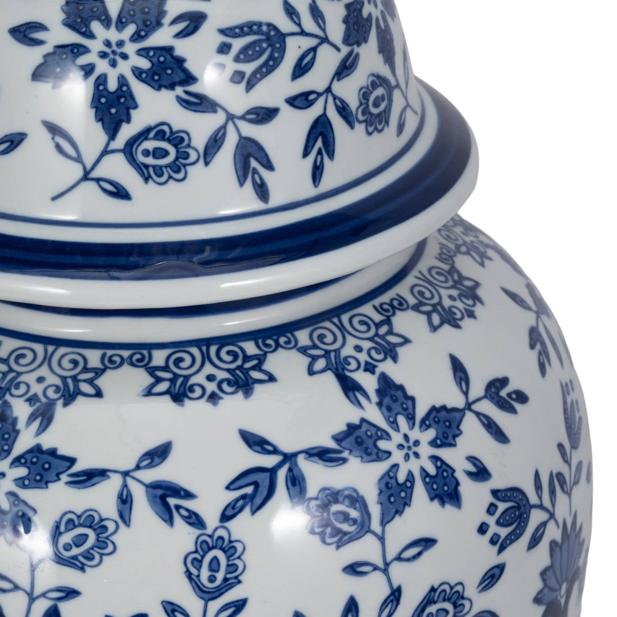 White and Blue Chinoiserie Lidded Jar, Medium