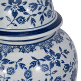 Decorative Jar - White/Blue Ceramic Chinoiserie Charm, 18 in