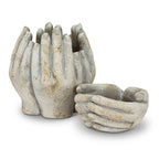 Cupping Hands Cement Planter, Small