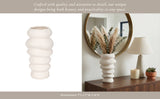 Decorative Vase - White Ceramic Wavy Stacked Ripple, 12 in.
