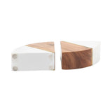 Bookends Set of 2 - White Marble Wood and Brass, 5 in.