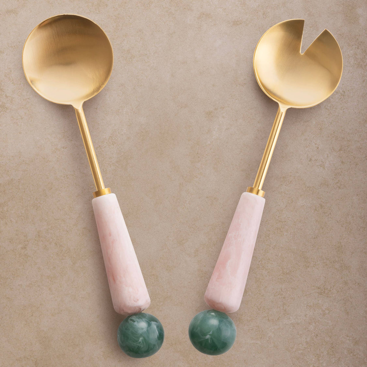 Copenhagen Pink and Jade Salad Servers, Set