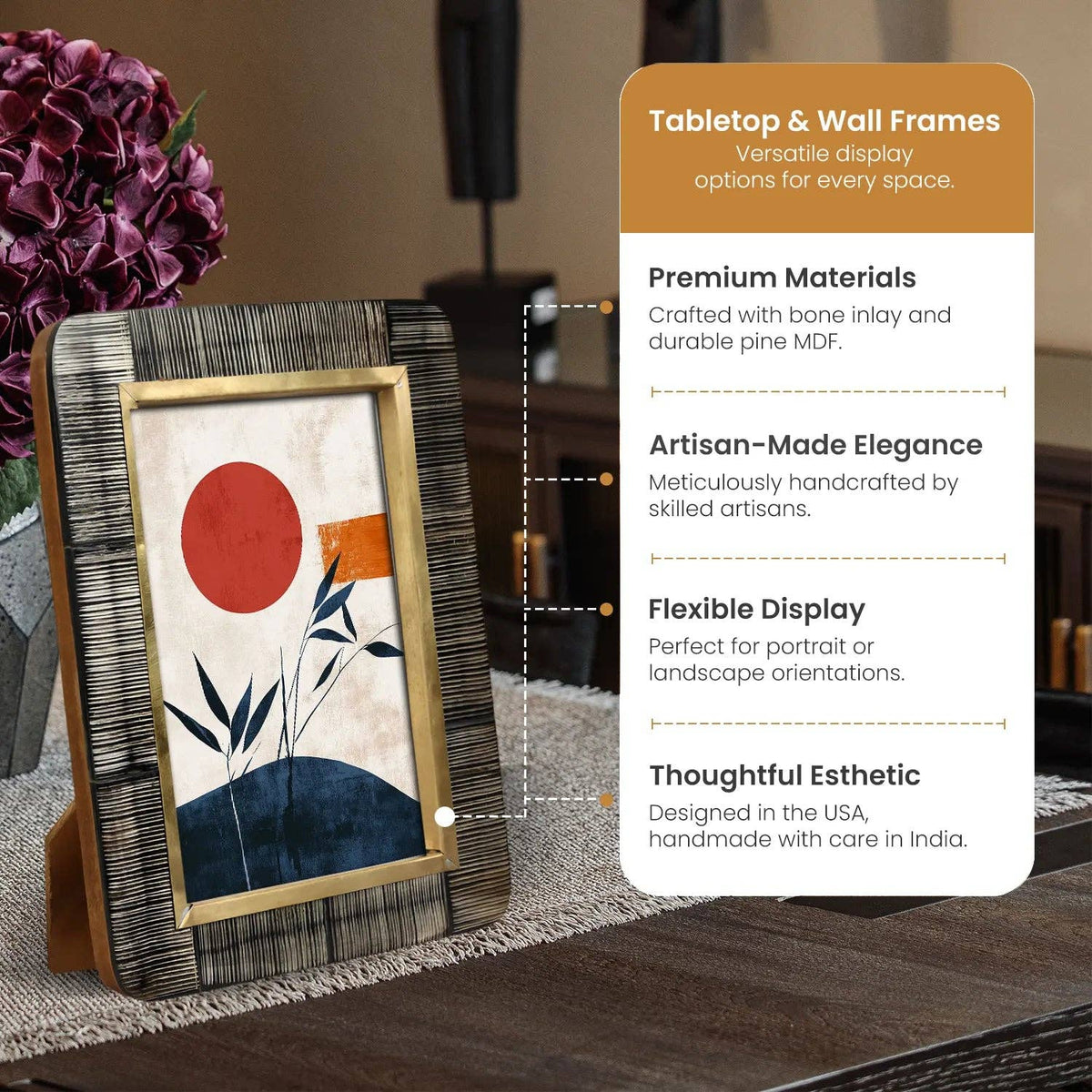 Shagreen and Horn Frame, Brown, 5x7