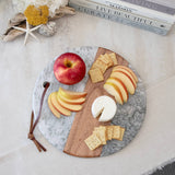 Gray Round Marble & Acacia Wood Charcuterie Board