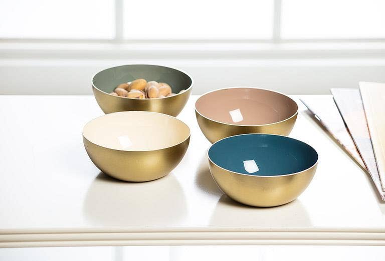 Gold Enamel Mini Bowls, Set of 4
