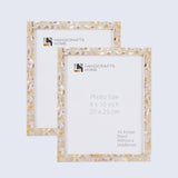 Picture Frame Mother of Pearl Pack of 2 White, 3 Sizes: 5x7