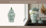 Decorative Jar - Green Ceramic Bird Flower Tall, 18 in.