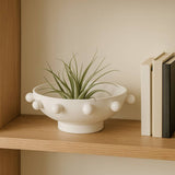 Decorative Bowl - White Iron/Fir Wood Hobnail, 11 in.