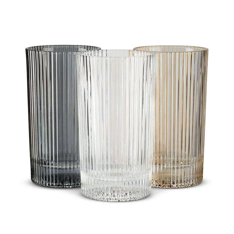 Gray Optic Highball Glasses, Set of 6