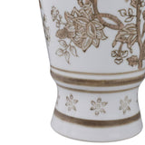 Decorative Vase - Brown/White Ceramic Bird and Vines, 12 in.