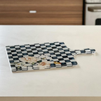 Checkered Black Lucite Serving Board with Handle