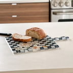 Checkered Black Lucite Serving Board with Handle