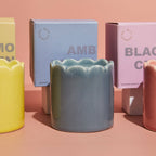 Contemporary Kiln Scalloped Candle, Sky Blue