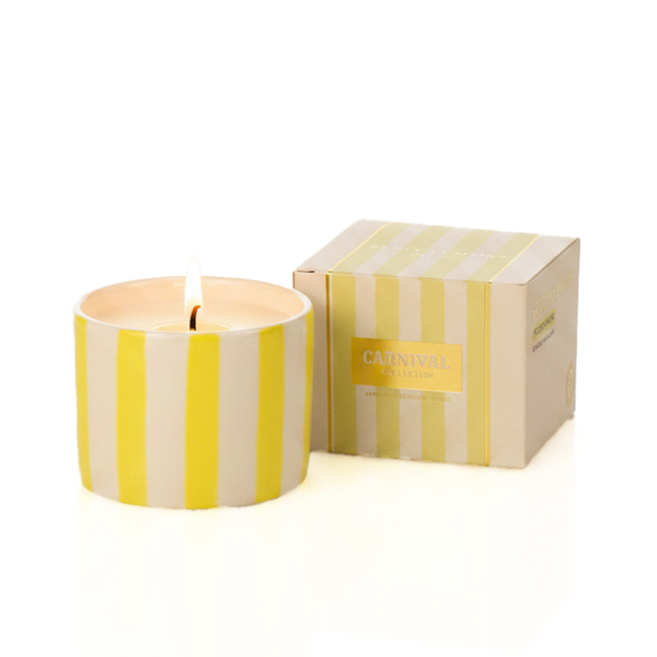 Carnival Striped Votive Candle, Fortune Teller Yellow