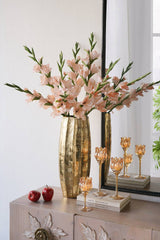 Set Of 3 Tulip Glass Candle Holder - Amber Luster