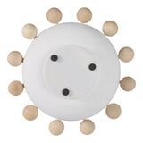 Decorative Bowl - White Wood/Metal Round Large Knobs, 13 in.
