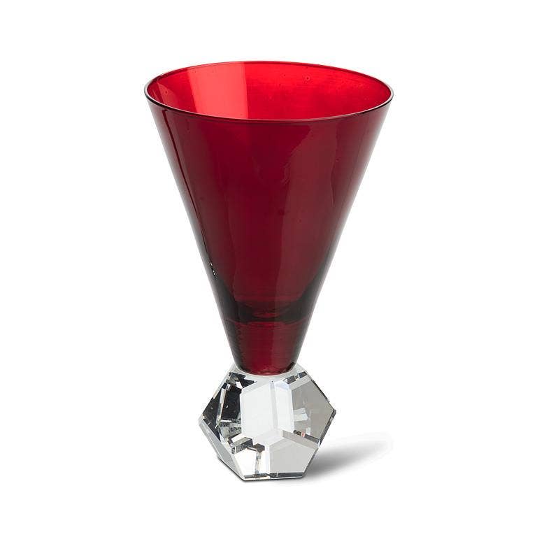 Dark Red Crystal-Base Wine Glass