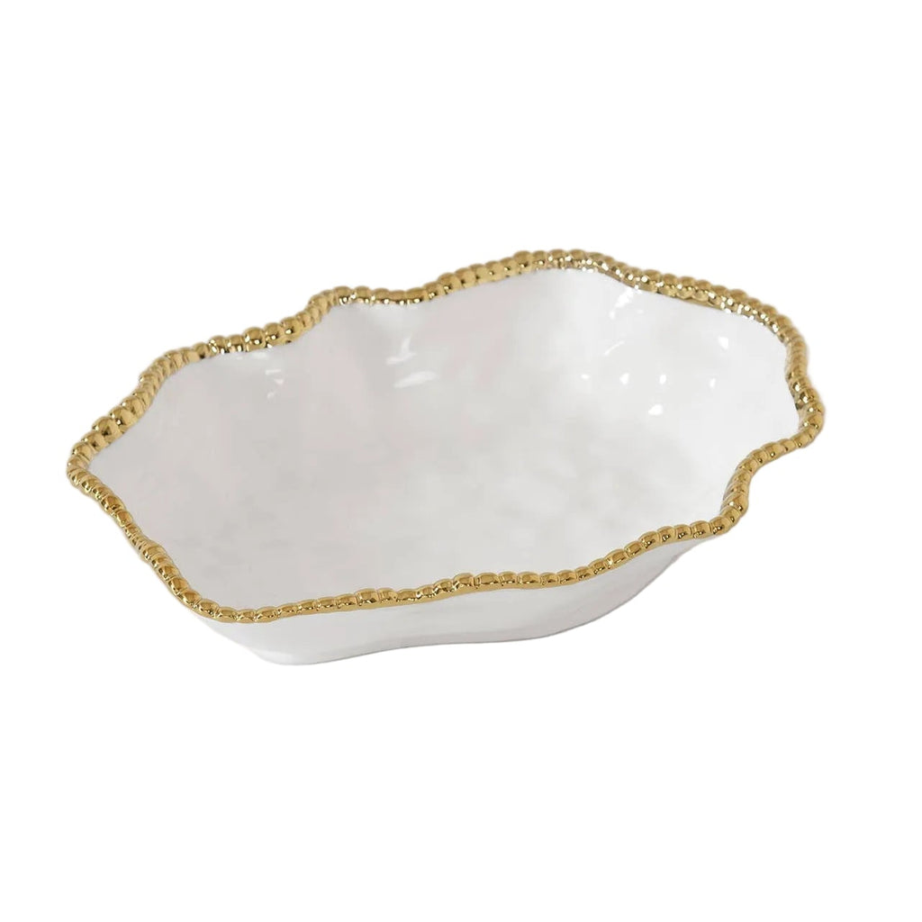 Golden Salerno White and Gold Serving Bowl