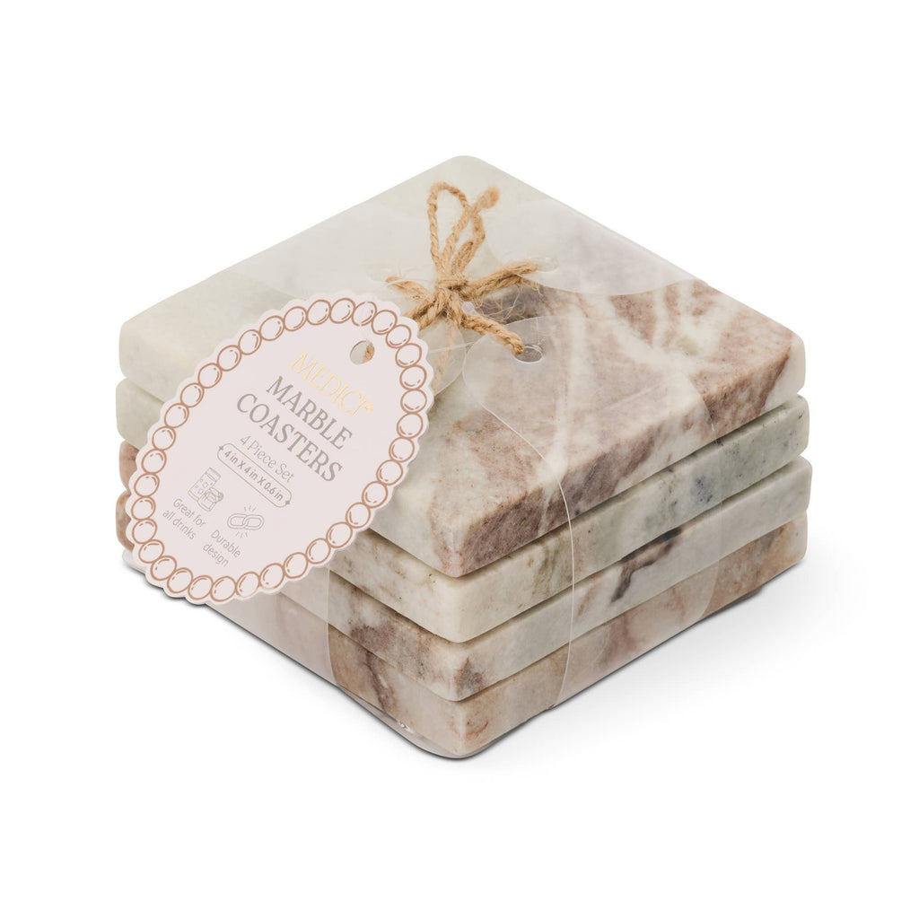 Square Marble Coasters, Set of 4