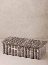 Cuba Ribbed Onyx Decorative Box: Fossil Gray Travertine