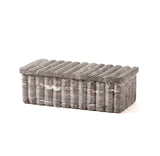 Cuba Ribbed Onyx Decorative Box: Fossil Gray Travertine