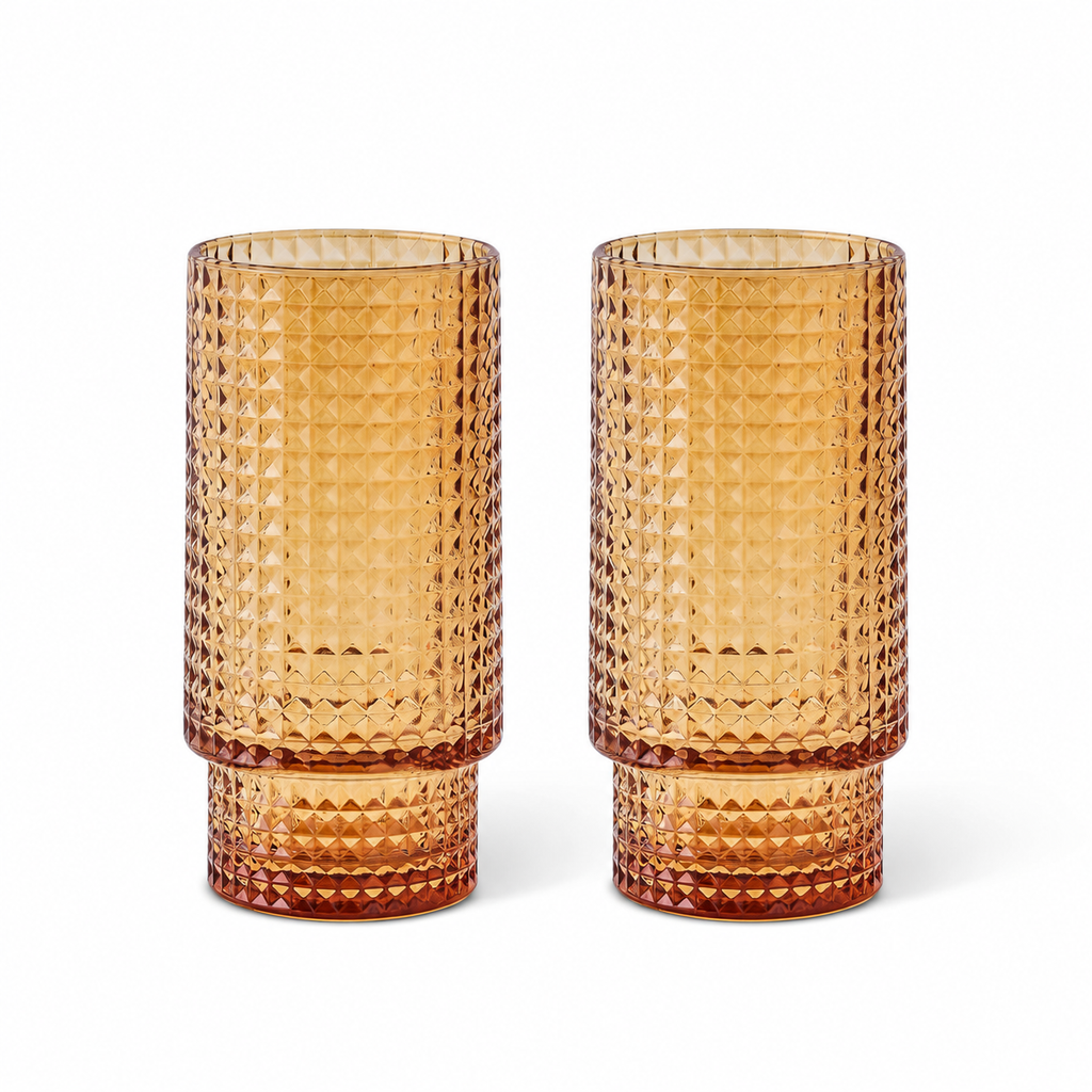 Amber Glass Highballs, Set of 2