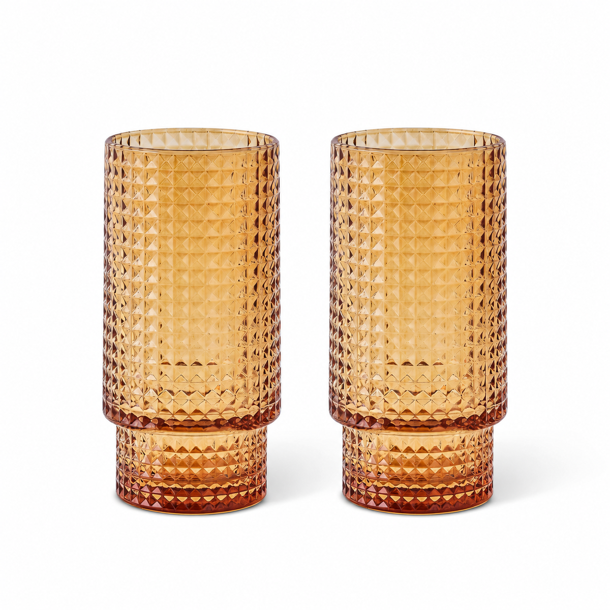 Amber Glass Highballs, Set of 2