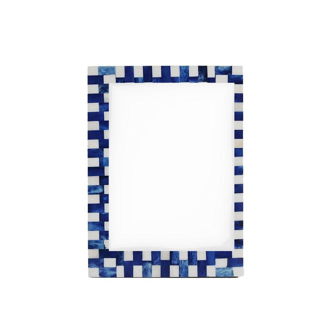 Blue and White Mosaic Bone Inlay Picture Frame, 4 x 6 in.