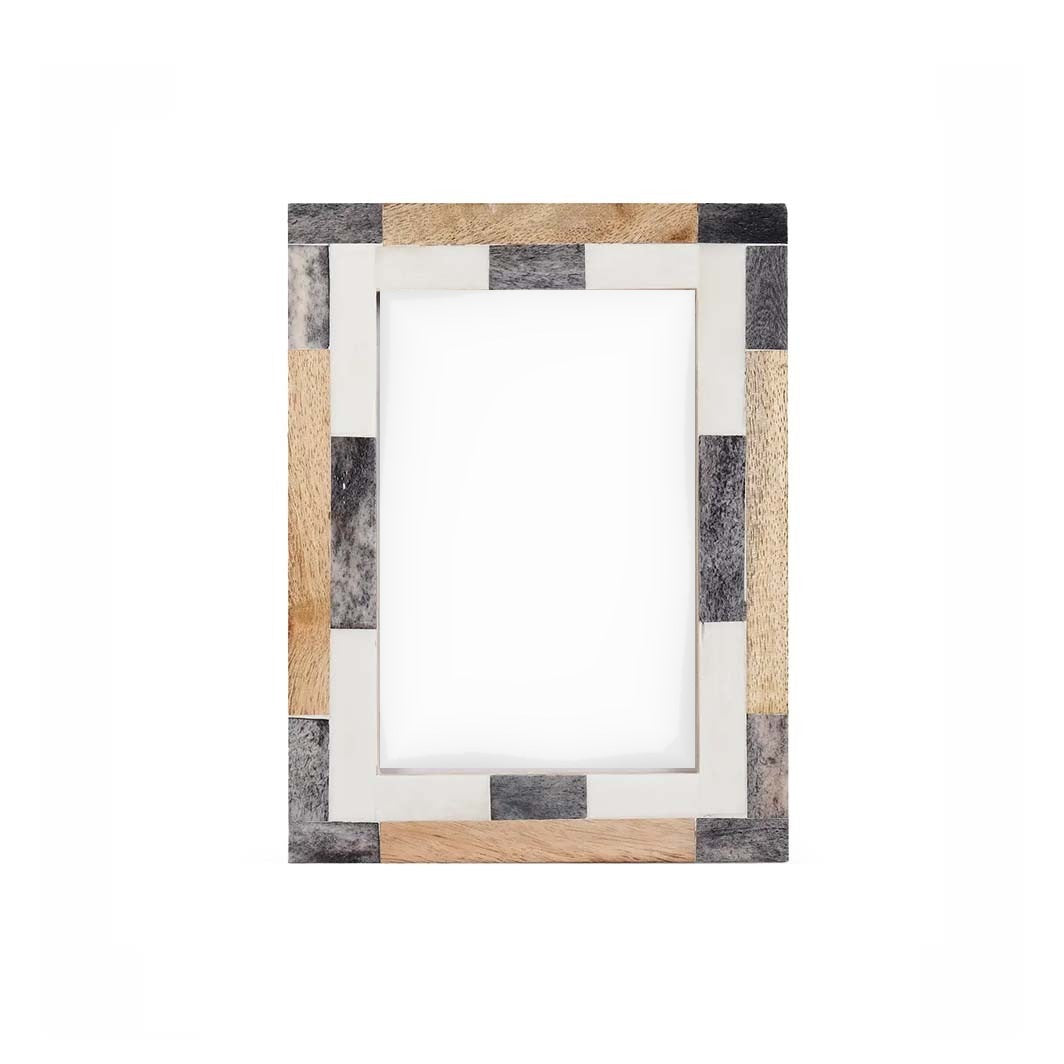 Bone Inlay and Wood Tile Picture Frame, 5 x 7 in.