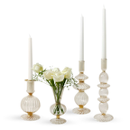 Madelyn Champagne Glass Candle Holder with Gold Trim, Set of 2