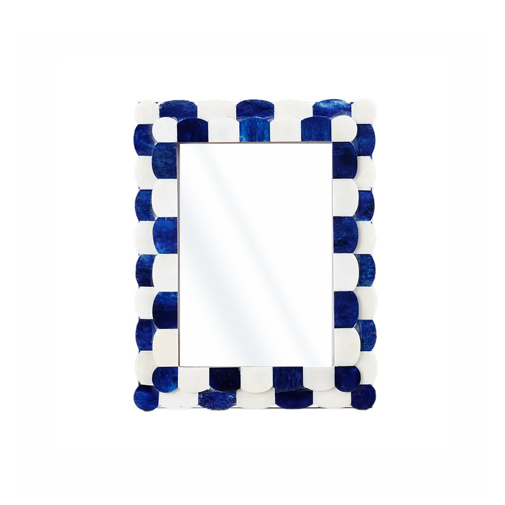 Scalloped Bone Inlay Frame, Blue and White, 5x7