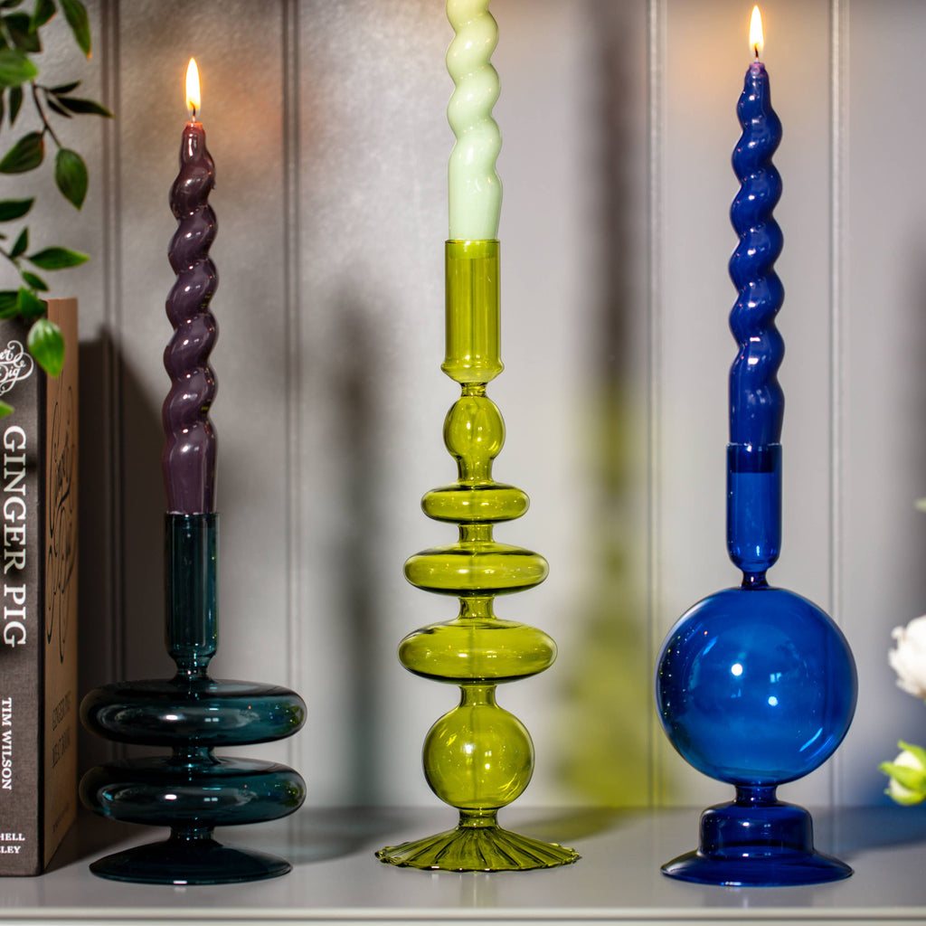 Pear Green Colored Glass Taper Holder